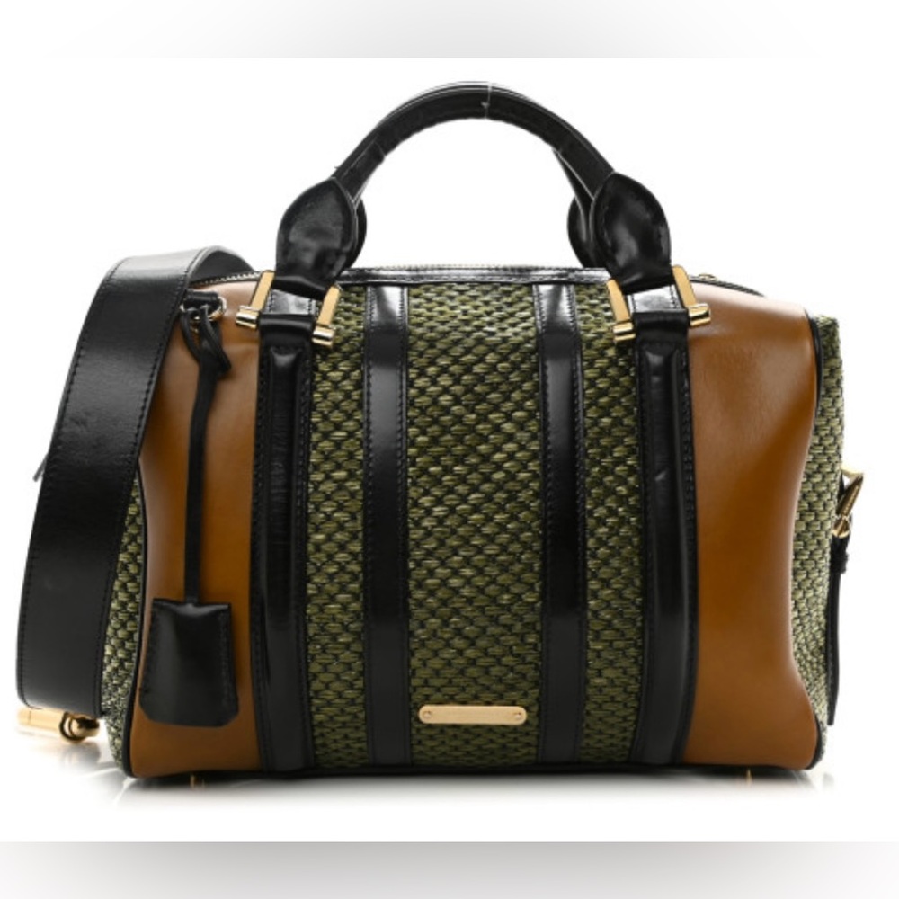 BURBERRY Vintage Prorsum Raffia Boston Bag